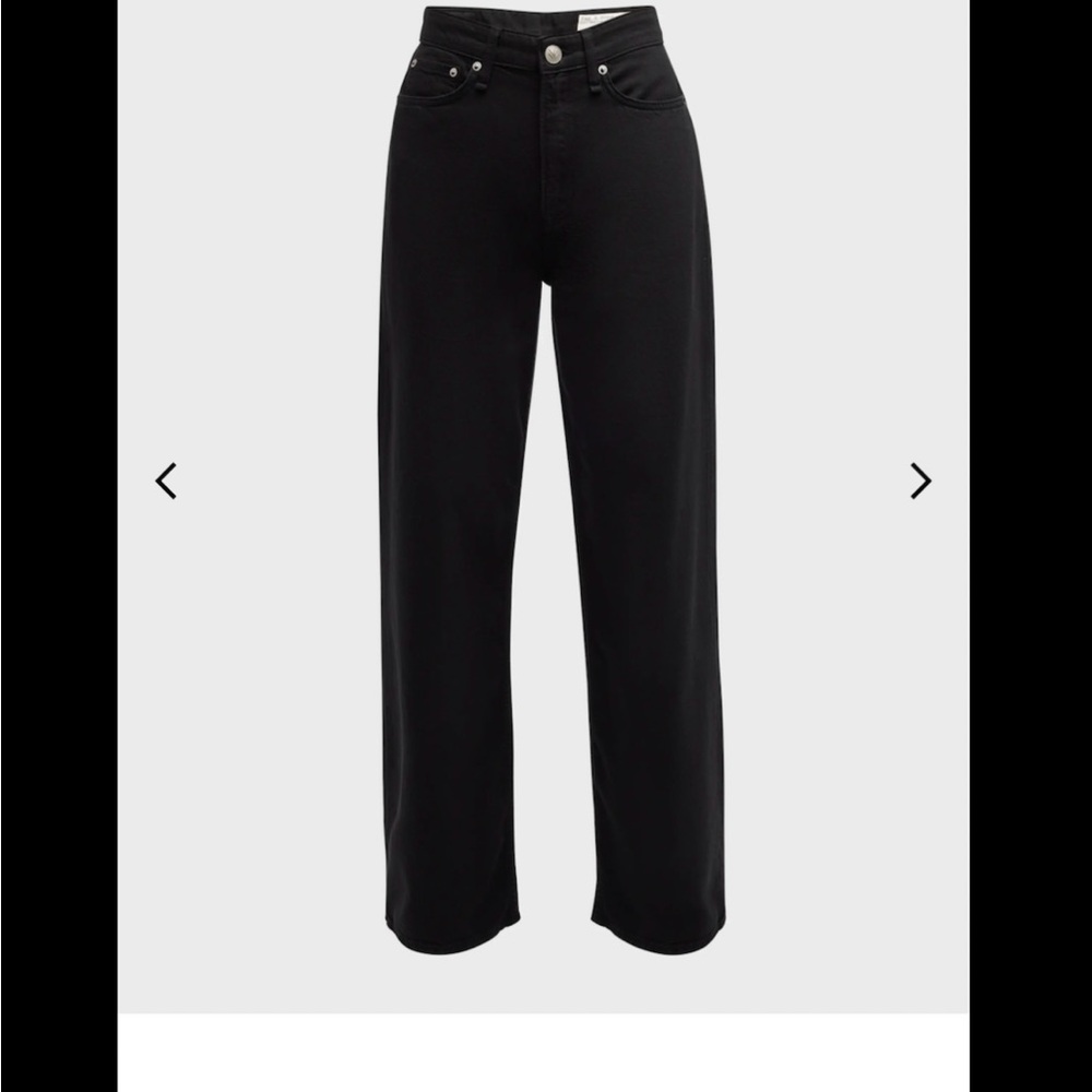 Rag & Bone Black Logan Featherweight Wide Leg Jeans 24